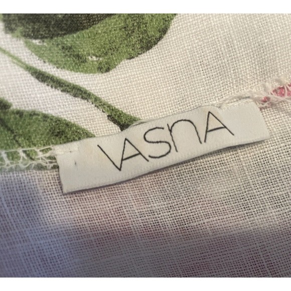 VANSA White Linen Floral Relaxed Langenlook Dress Made in Italy Petite Small - Picture 16 of 16